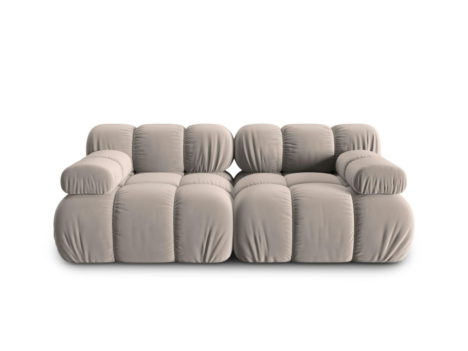 BELLIS - Canapé modulable 2 places en tissu velours beige