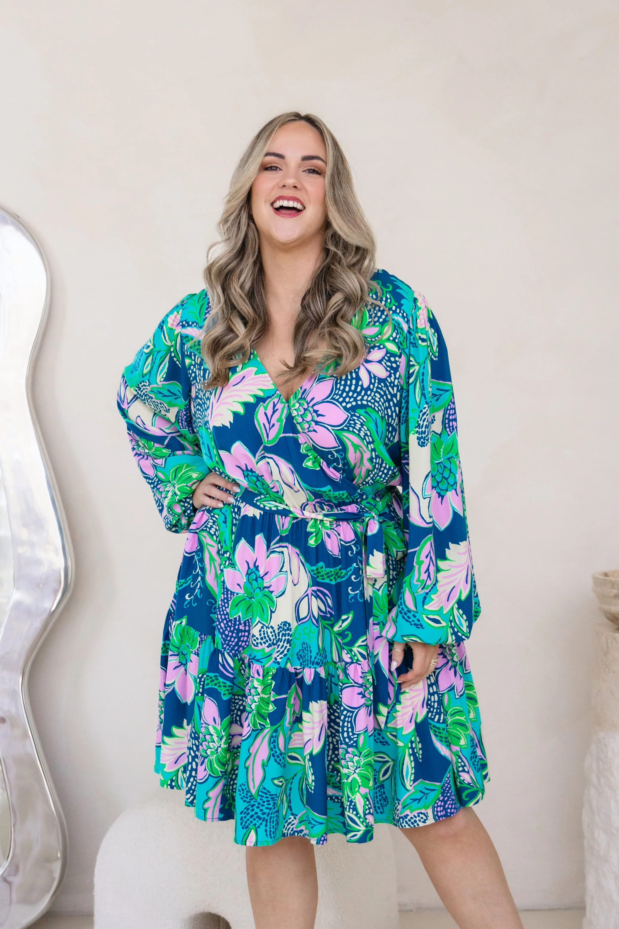 Long Sleeve Deni Dress in Kosum Pink