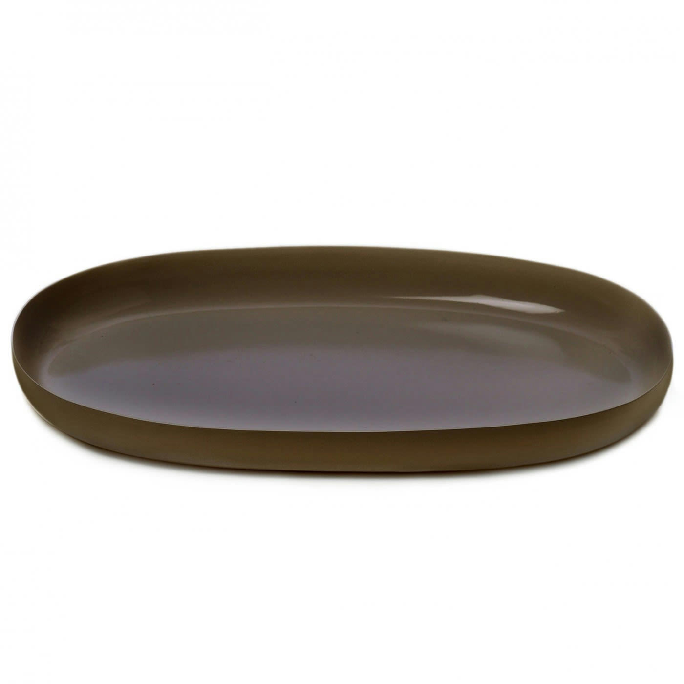 OVALE - Plateau marron en aluminium 34x22x2,8cm