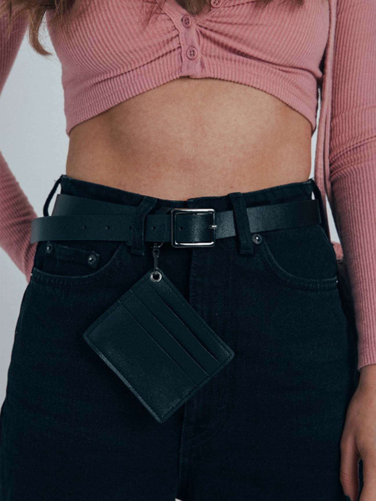 SVNX PU Leather Belt with Dettachable Card Holder