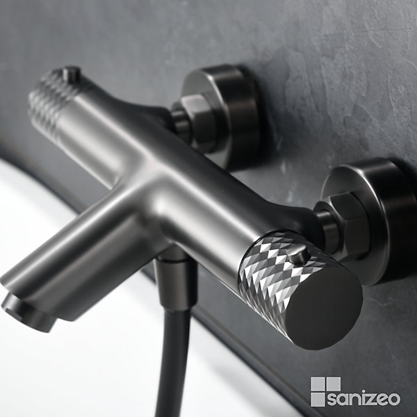 Mitigeur Bain/Douche Thermostatique Anti-Calcaire Black Gun Métal IMEX GENOVA BDG053-4BGM
