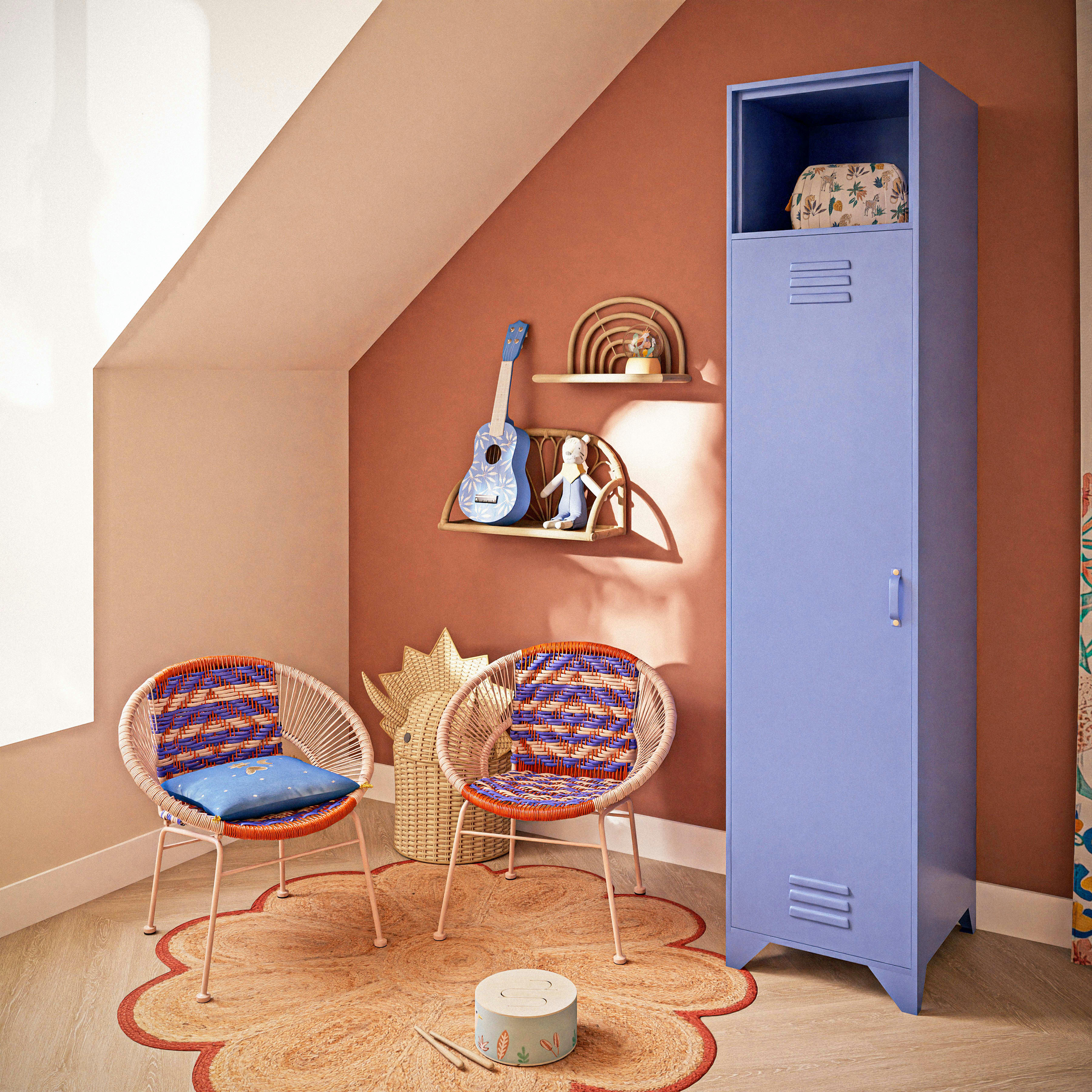 - Peluche bébé tigre bleu, jaune, beige et blanc