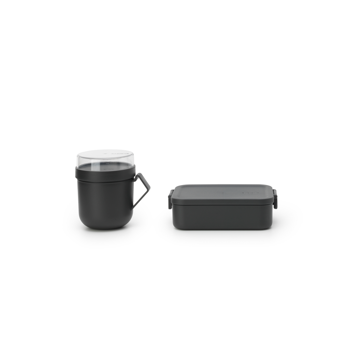 Brabantia Make & Take Lunchset, 2-delig, kunststof (Soepbeker 0,6 liter, Lunchbox Medium) - Dark Grey