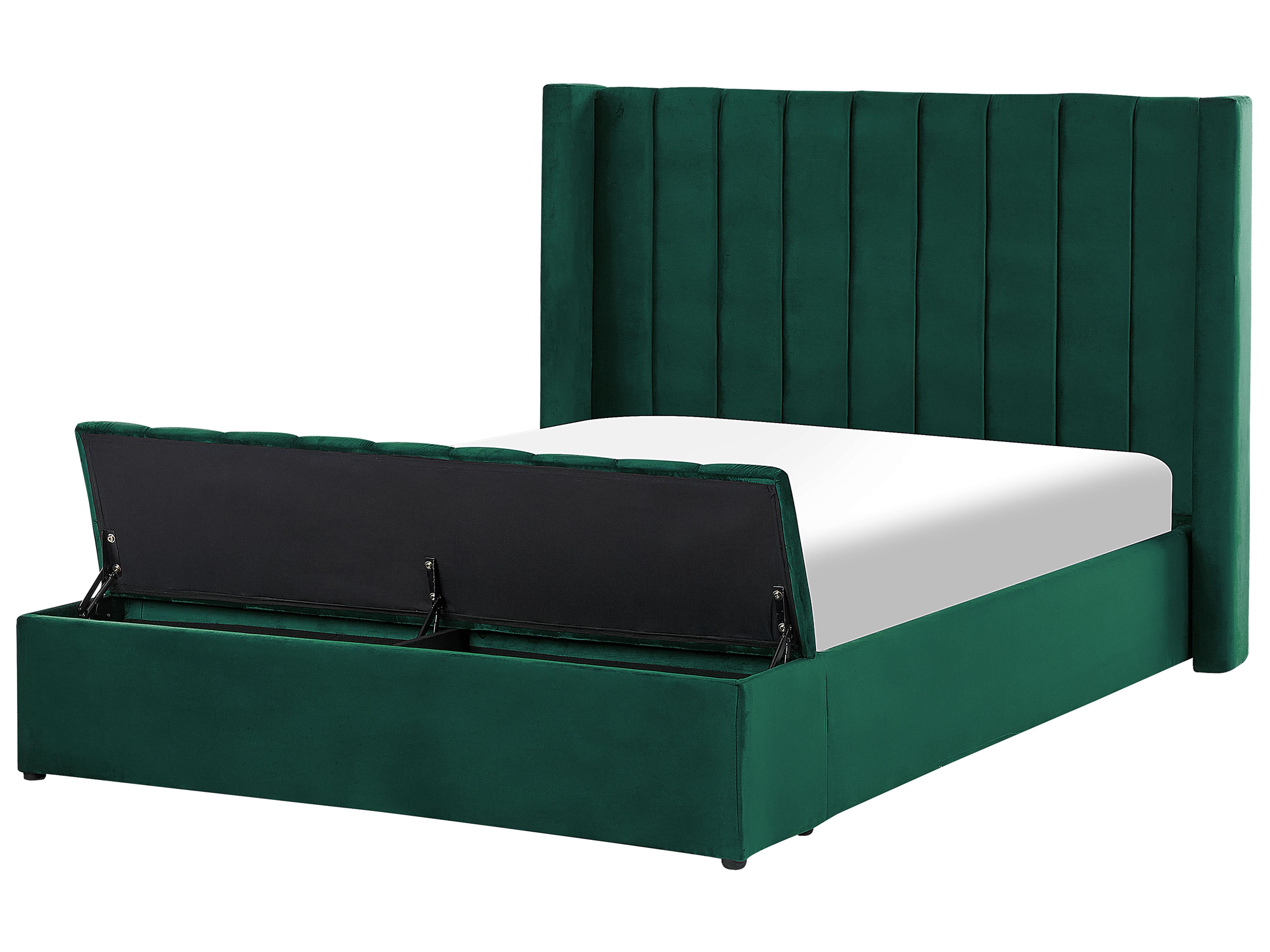Bed with Storage Bench Velvet NOYERS 140 x 200 cm (EU Double) Emerald Green