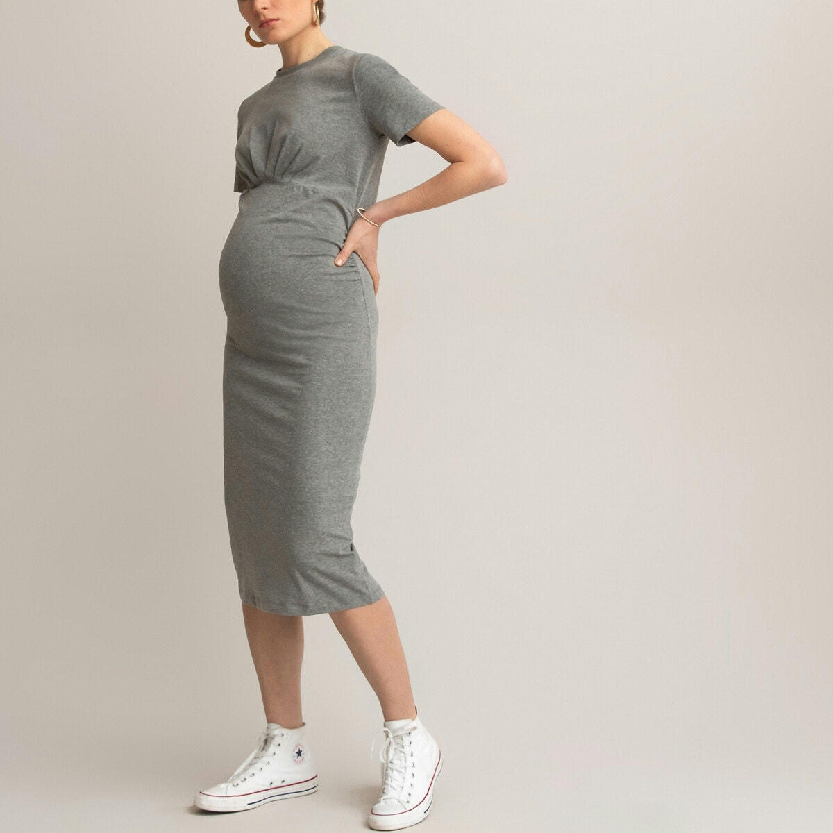 Robe de grossesse droite, manches courtes
