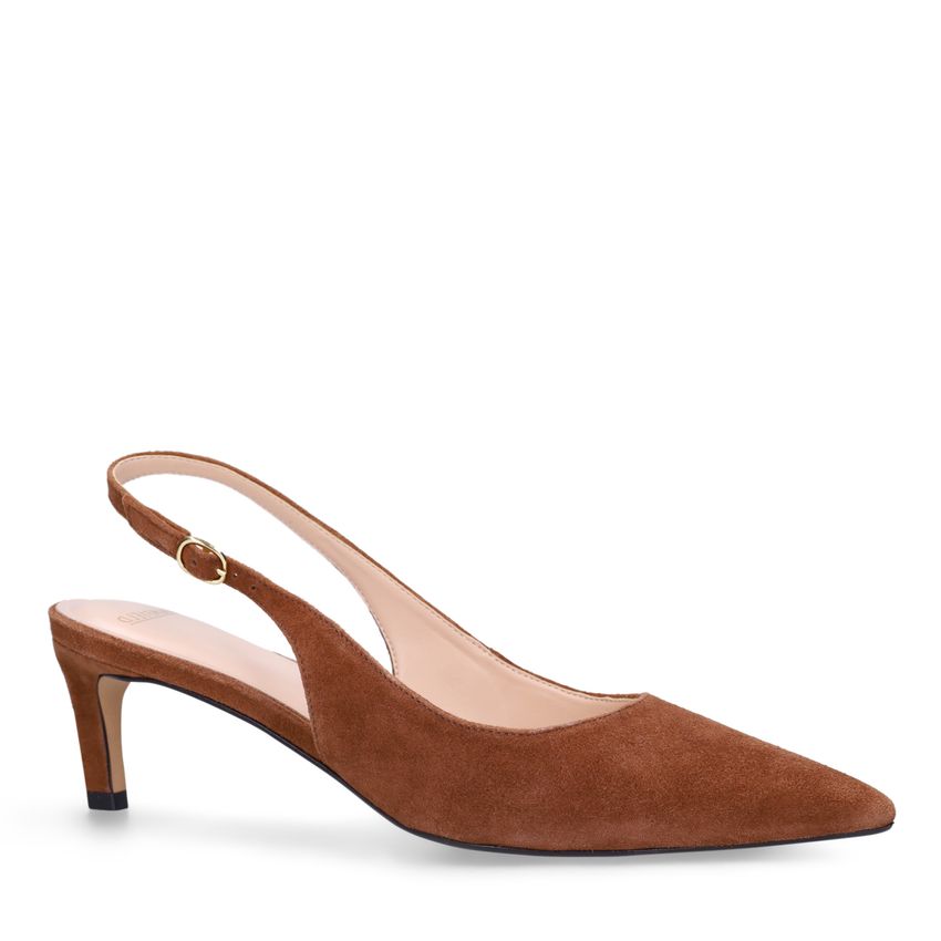Manfield Bruine suède slingbacks