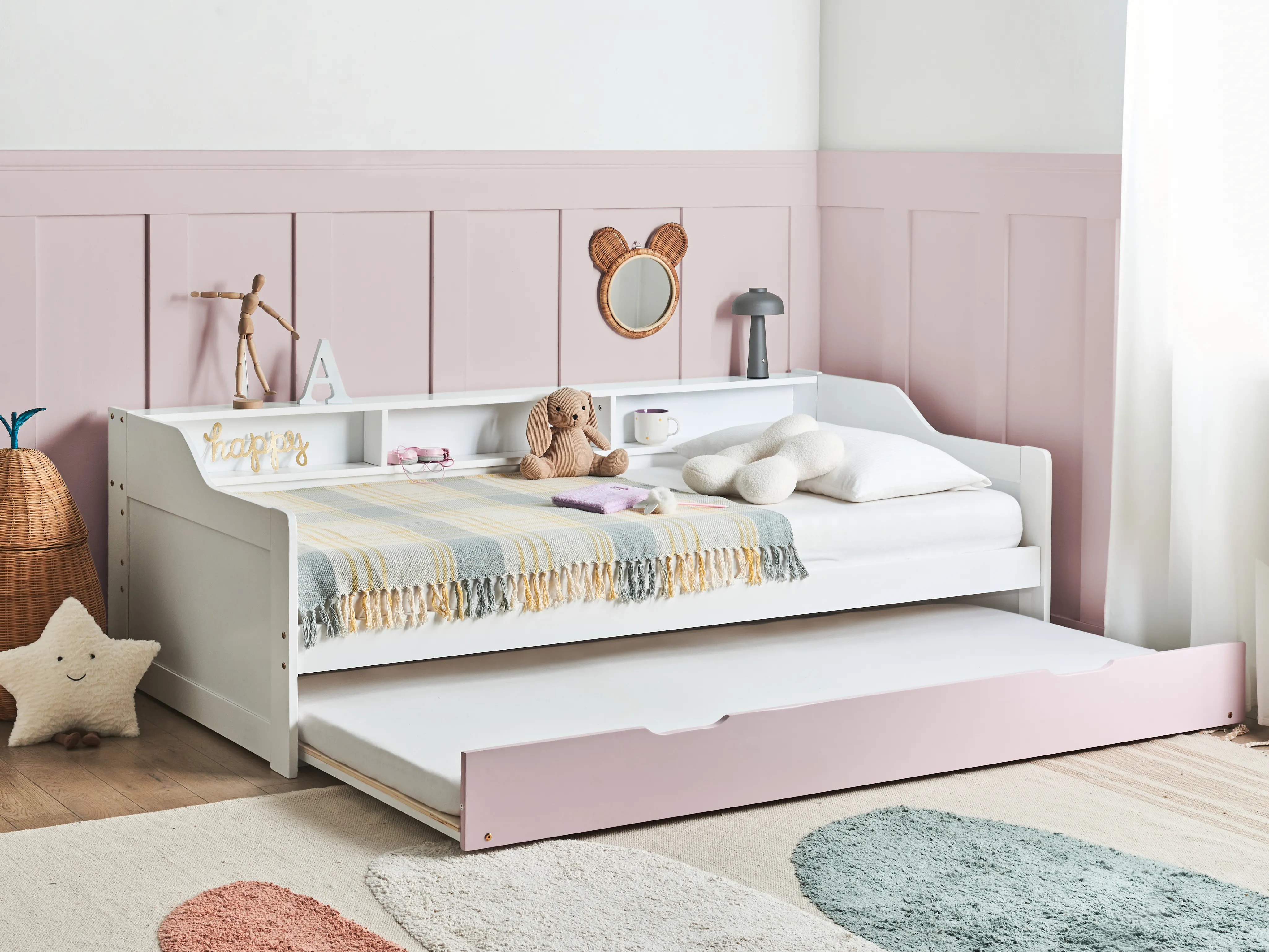 Trundle Bed Pine Wood EDERN 90 x 200 cm (EU Single) Pink