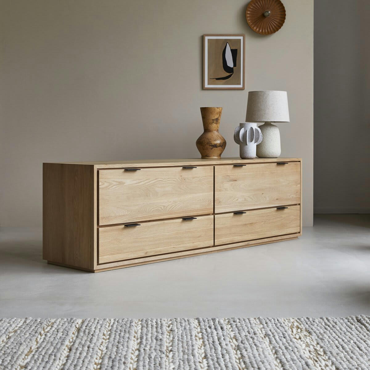 SENSON - Meuble TV en chêne massif 180 cm