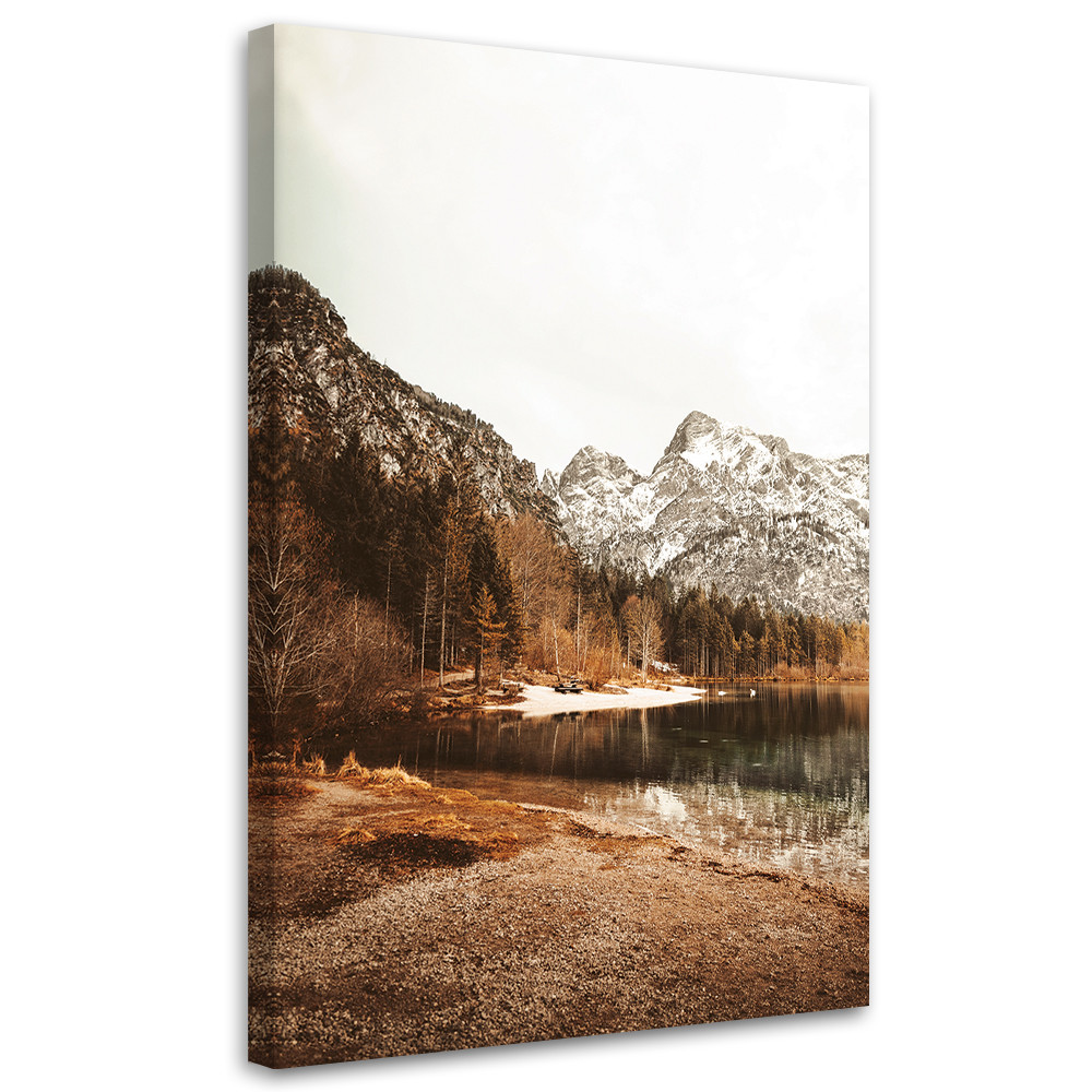 Feeby Obraz na płótnie, Zaśnieżone góry nad jeziorem 40x60