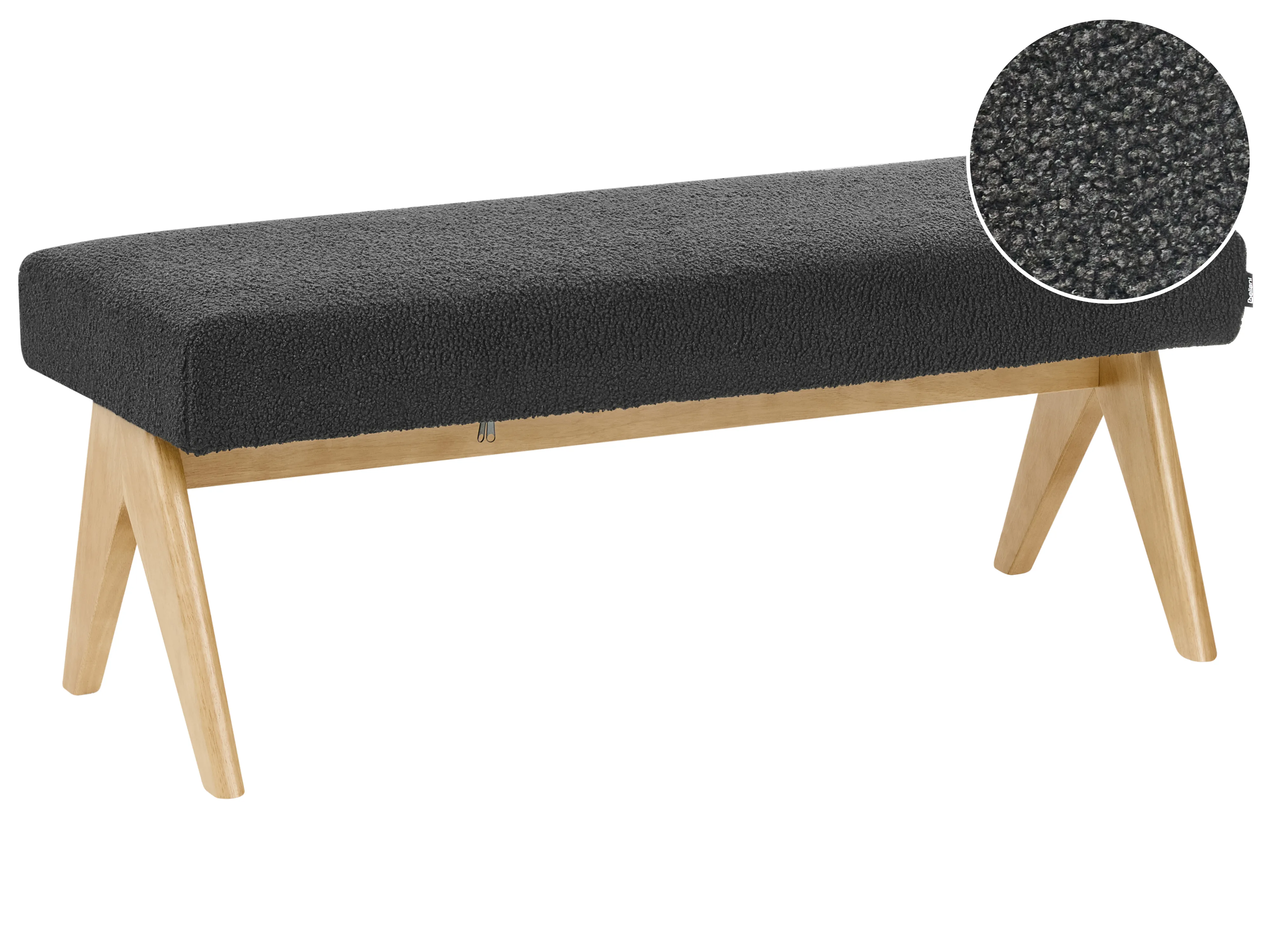 Upholstered Bench TAMRE Boucle Black/ Light Brown