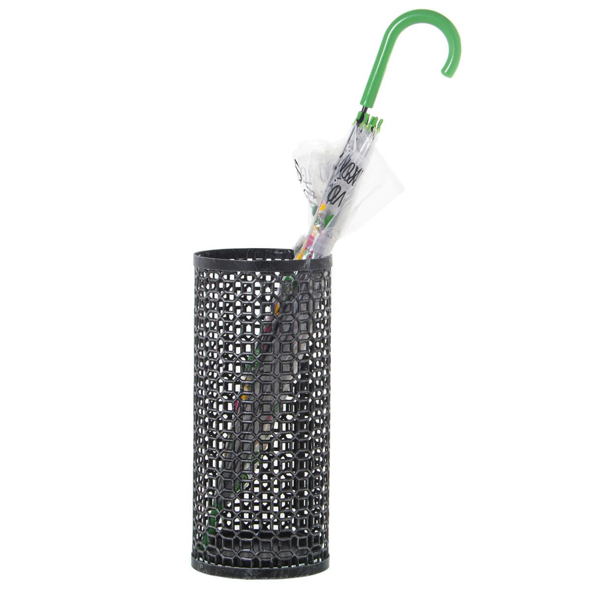 - Porte parapluie rond en métal ajouré gris 20x45cm