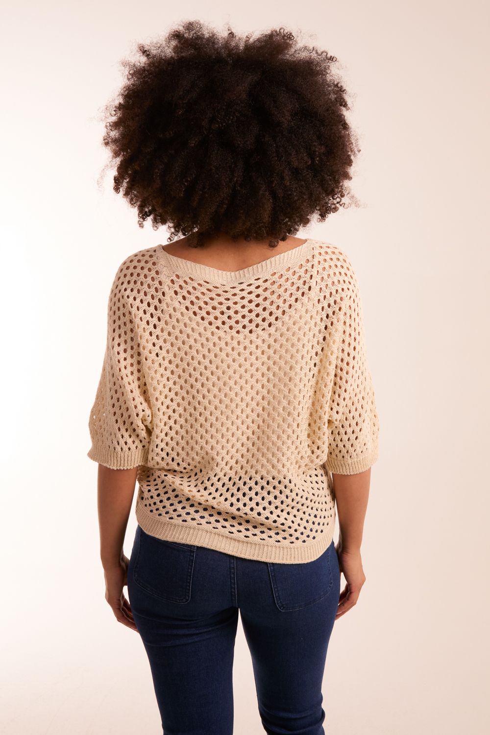 Blue Vanilla Cotton Crochet V Neck Top