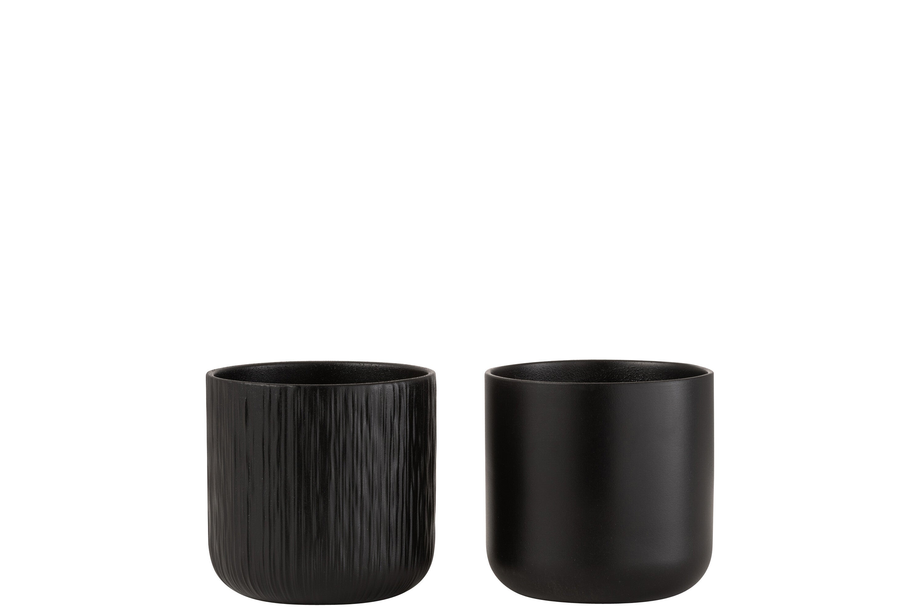 J-Line bloempot Gen - keramiek - zwart - medium - 2 stuks -