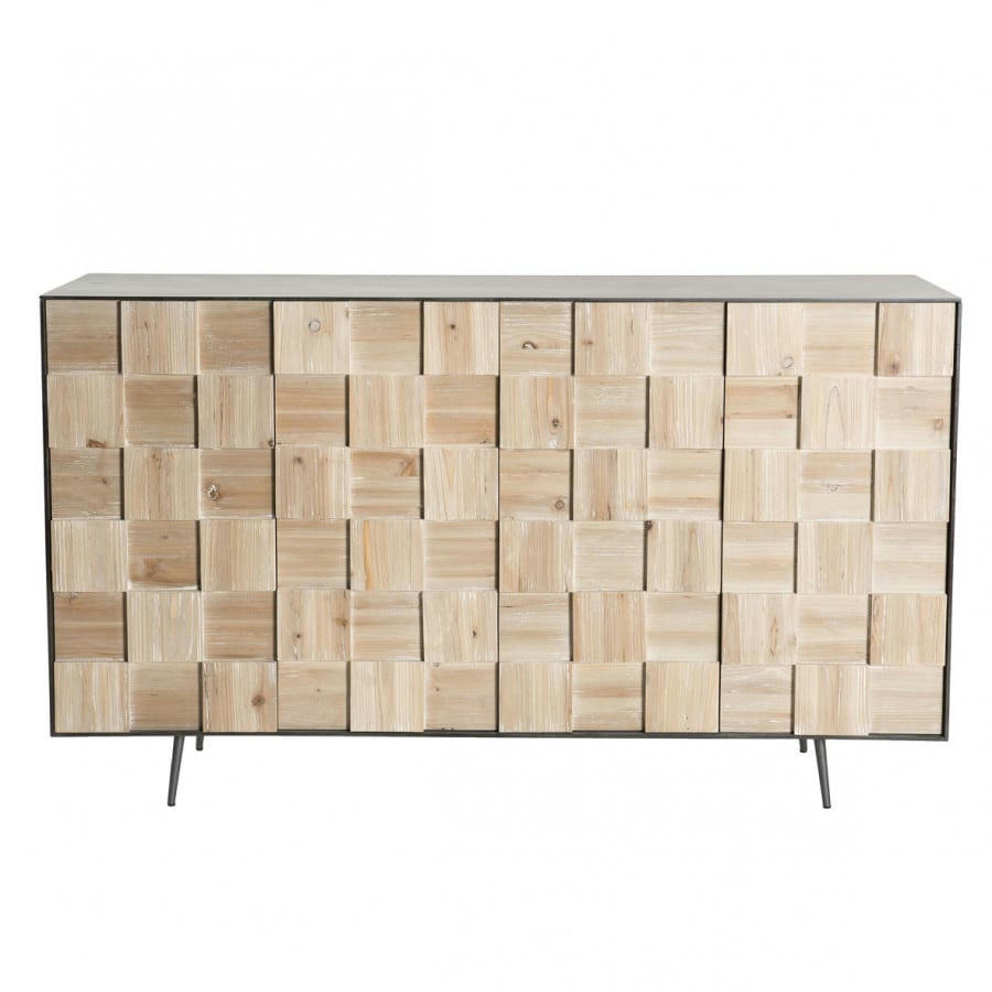 CLEMENCE - Buffet 4 portes bois sapin et pieds métal