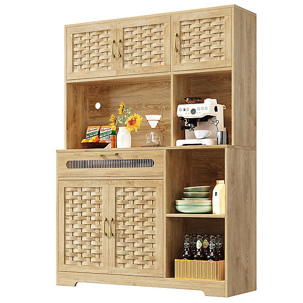 Armoire de salon, de cuisine et de salle à manger,120x40x180cm, MDF tissé, avec tiroirs, portes et éclairage LED