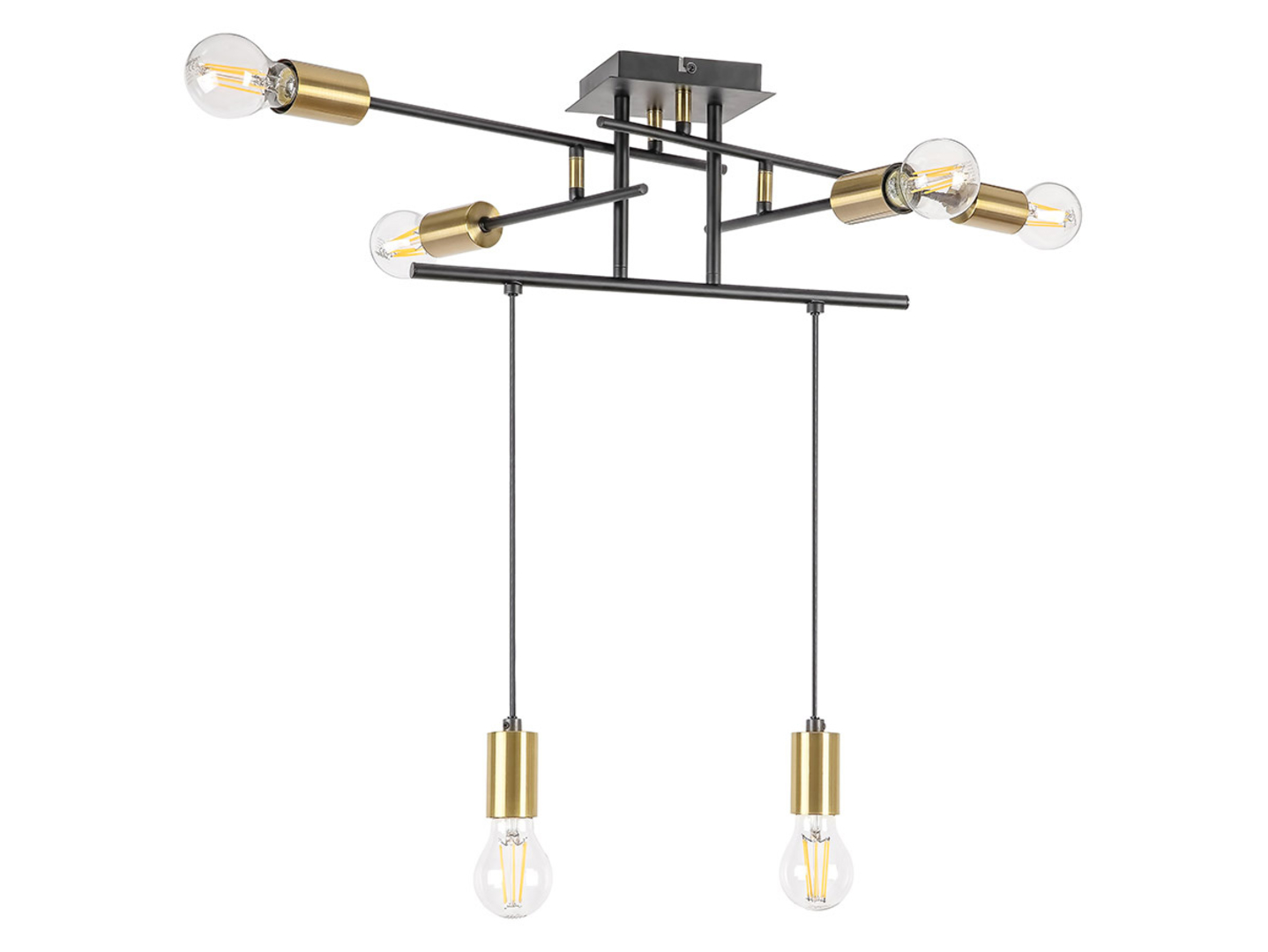 Lampa wisząca Lanny 6-punktowa metalowa czarno-złota