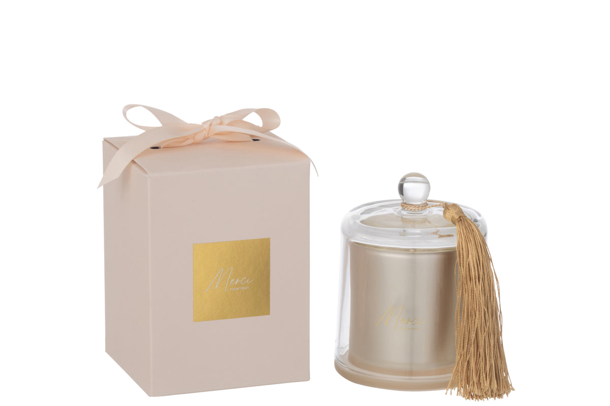 J-Line geurkaars Stolp Merci - Elderflower - glas - beige - small - 30U