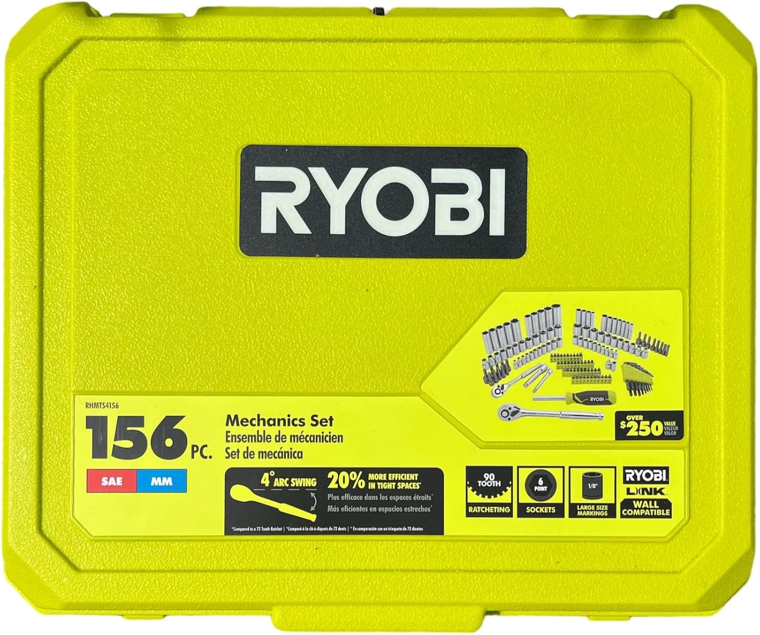 RYOBI 156 PC Mechanics Set Socket Set SAE & Metric LINK Compatible