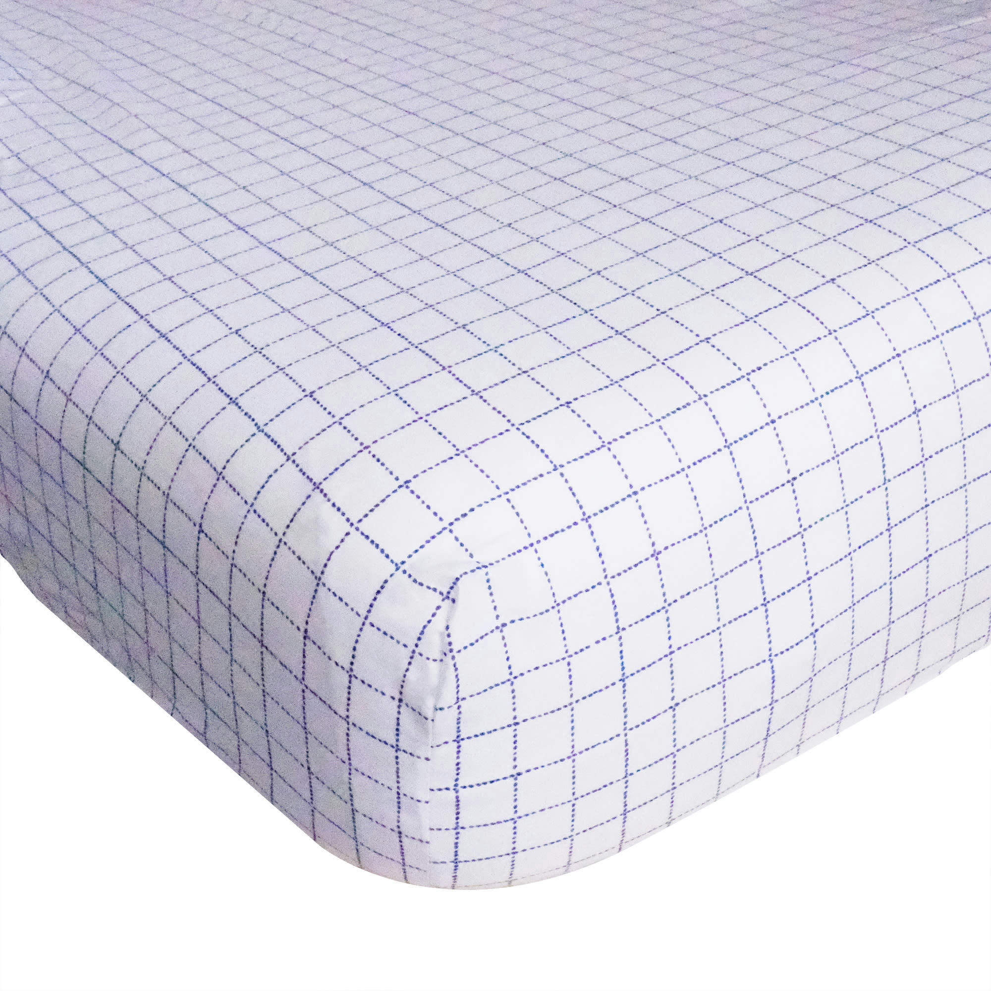 - Drap housse en percale de coton à carreaux 90x200 cm