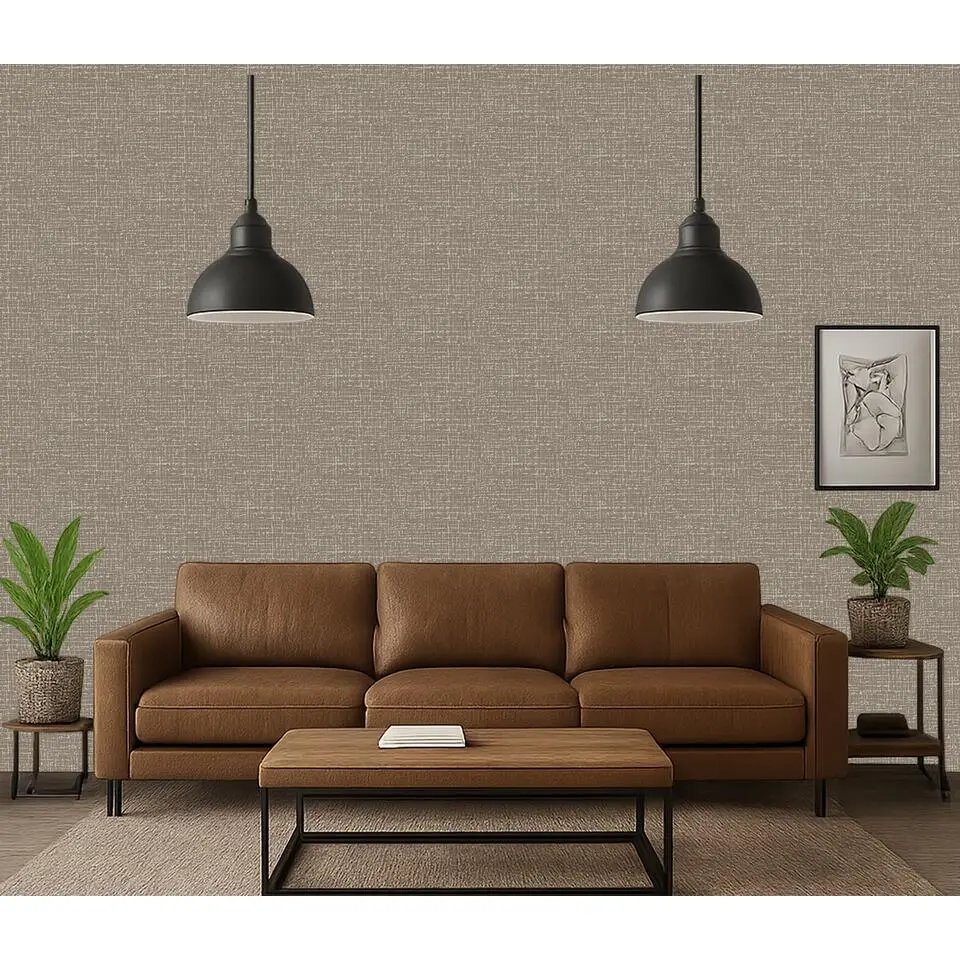 Dutch Wallcoverings Vliesbehang Embellish fabric texture - brons - 10,05m x 53cm