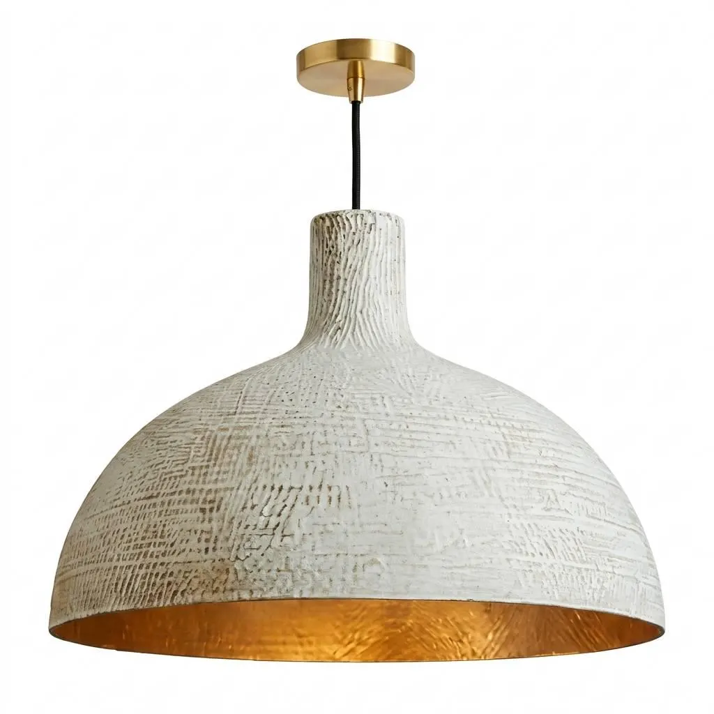 Moroccan Hammered Copper Pendant – White Dome Ceiling Light - Decoration light