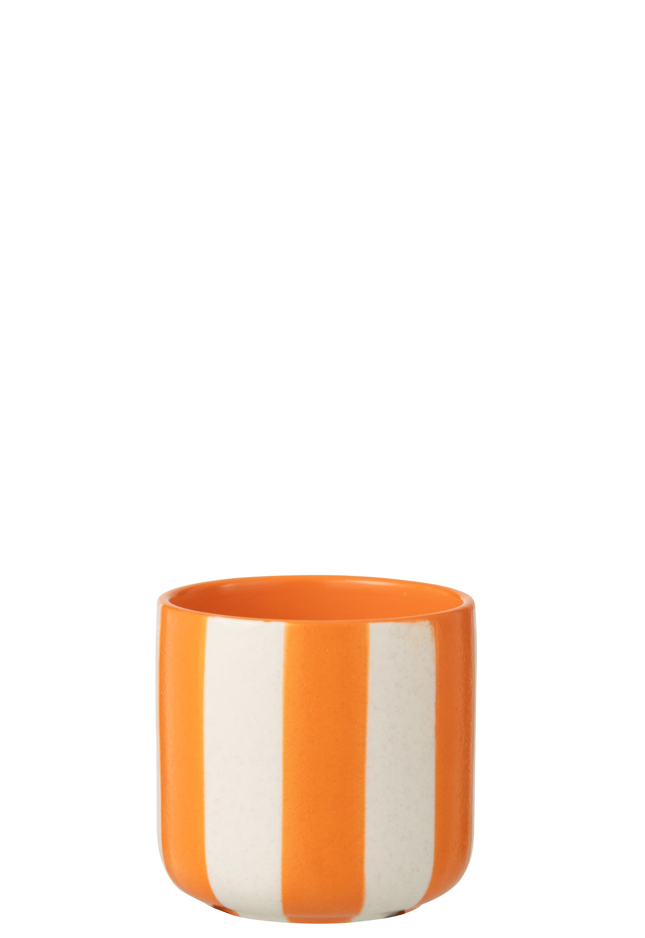 J-Line bloempot Gestreept - keramiek - oranje/wit - small