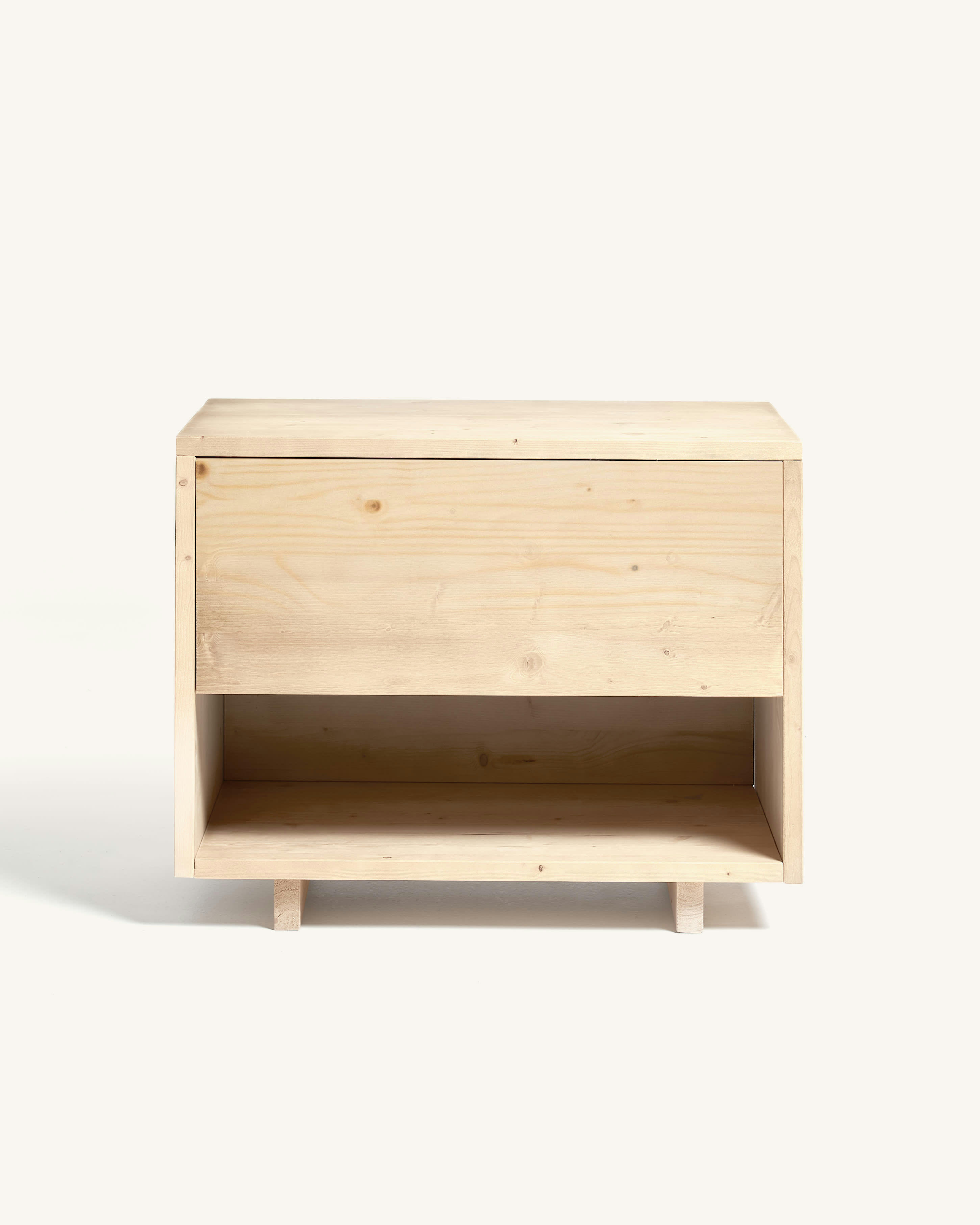 GINA - Table de chevet avec tiroir en bois en couleur beige