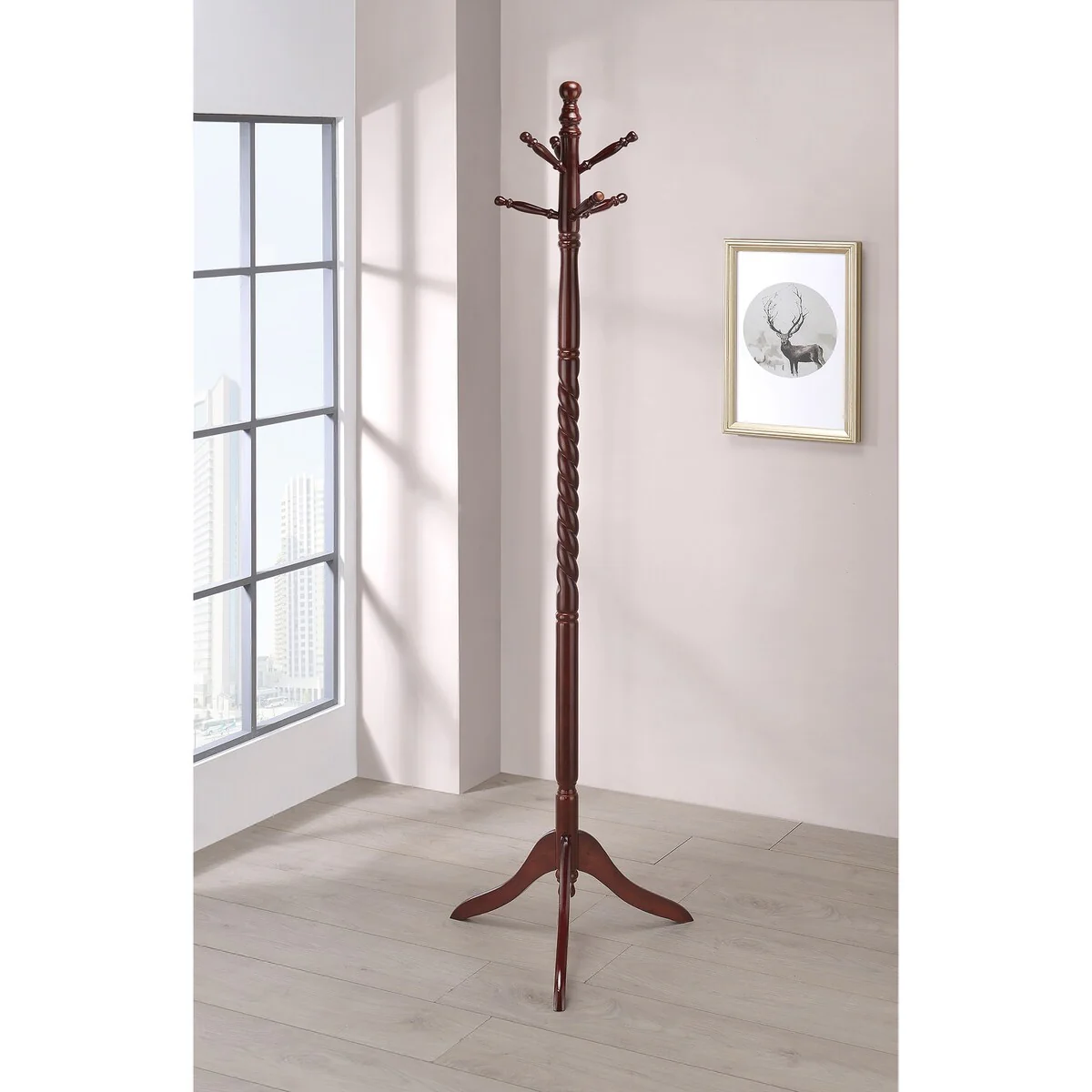 Fletcher Merlot Coat Rack with Twisted Post