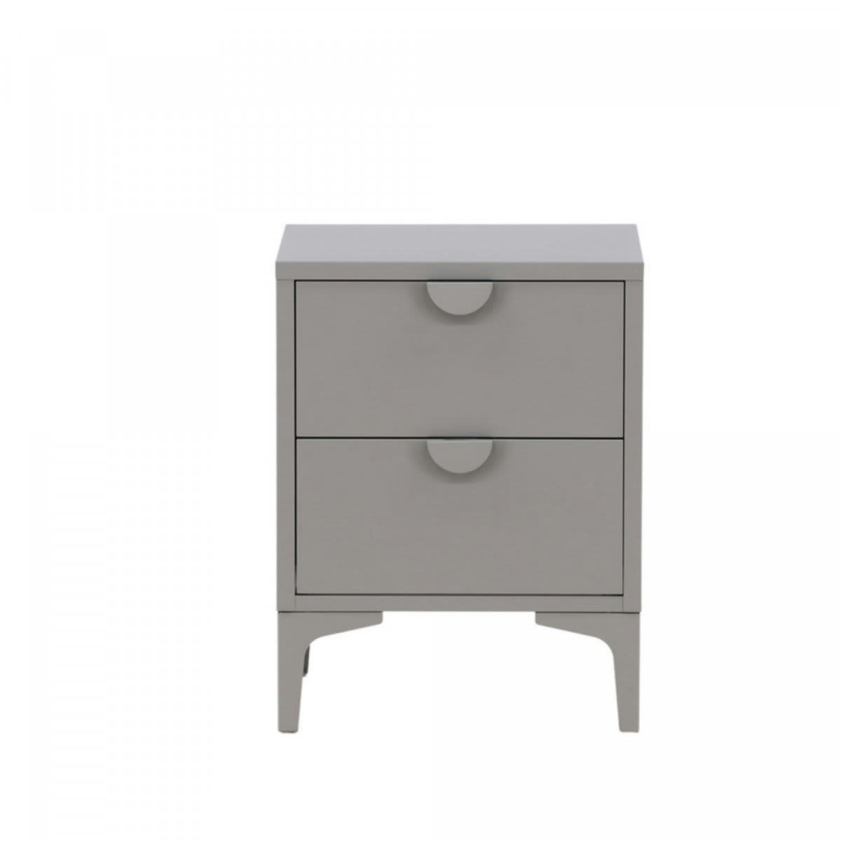 PIA - Table de chevet industrielle 2 tiroirs en métal gris