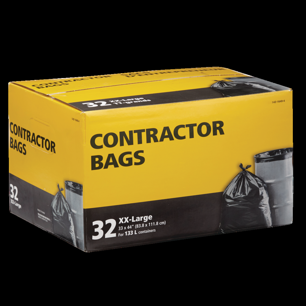 XX-Large Contractor Garbage Bags, 32-pk, Black, 133-L