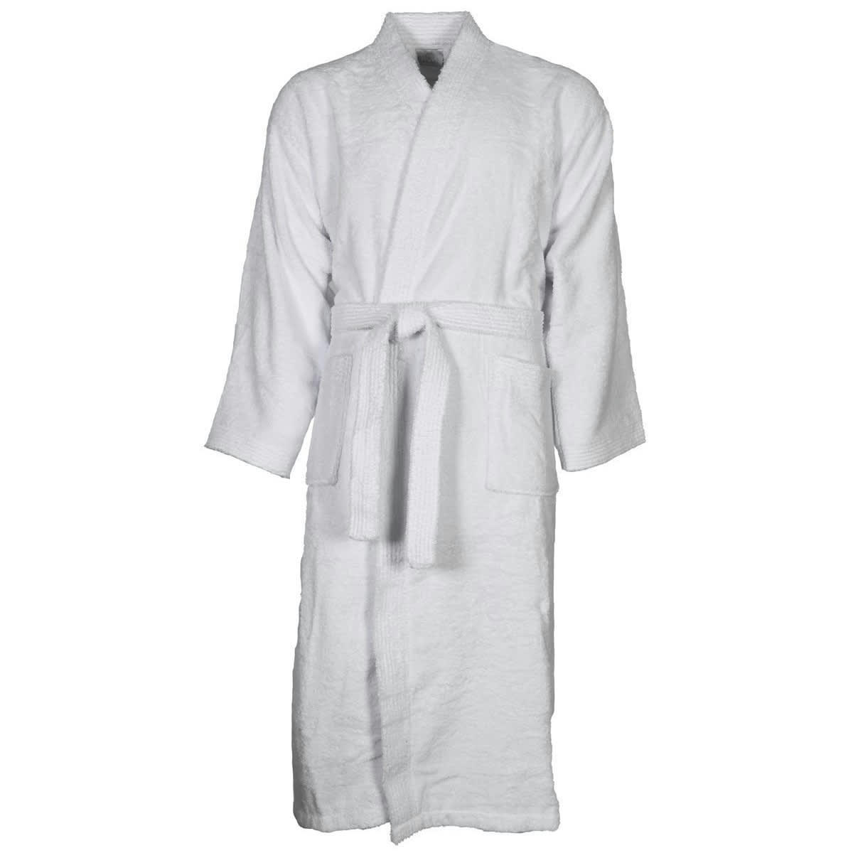 LUXURY - Peignoir col kimono en coton  Blanc S