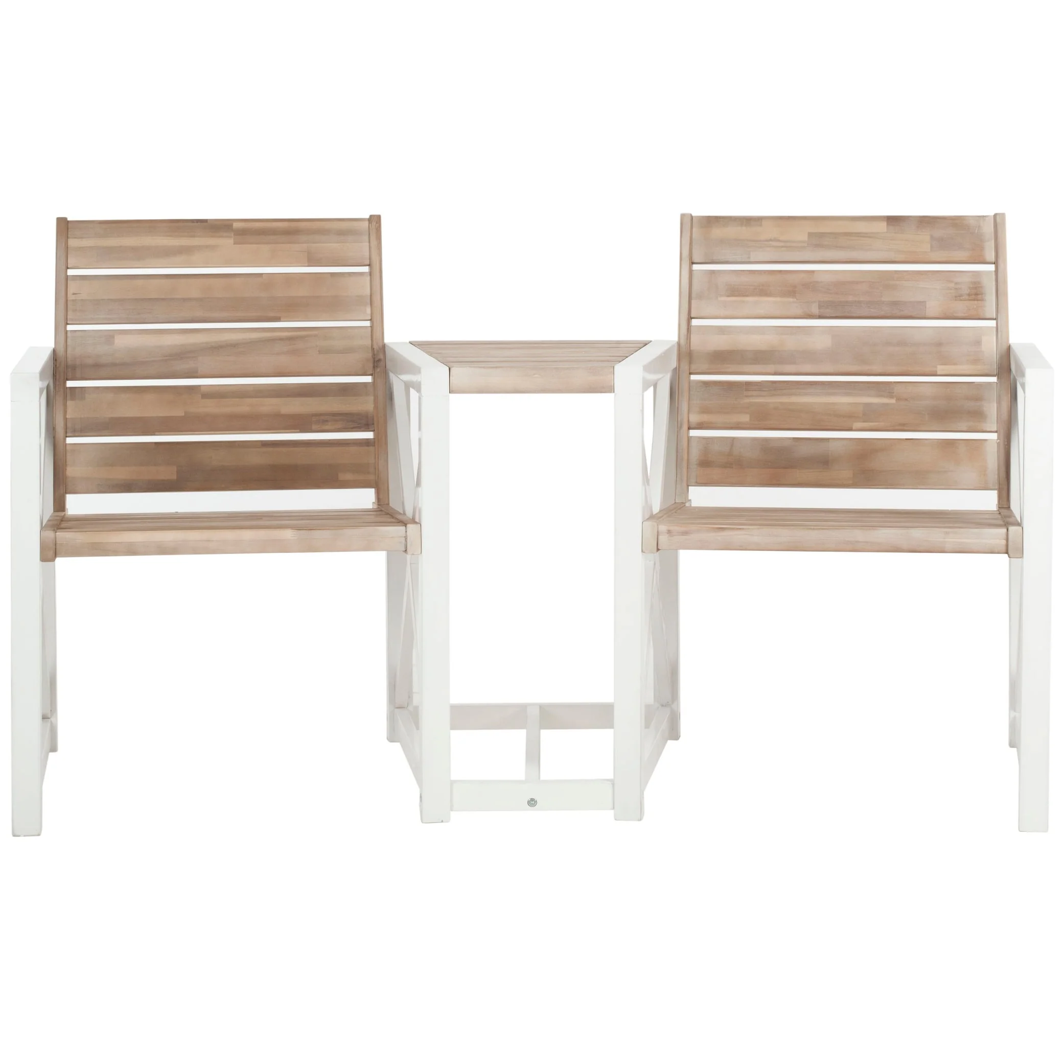 SAFAVIEH Outdoor Jovanna White and Oak Bench - 62W x 28D x 34H