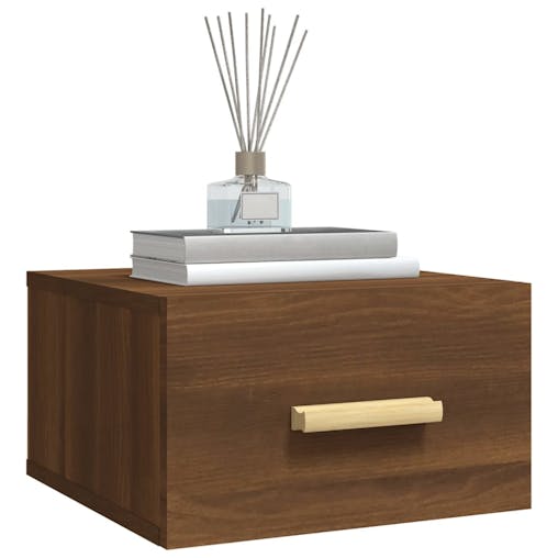 NNEVL Wall-mounted Bedside Cabinets 2 pcs Brown Oak 35x35x20 cm