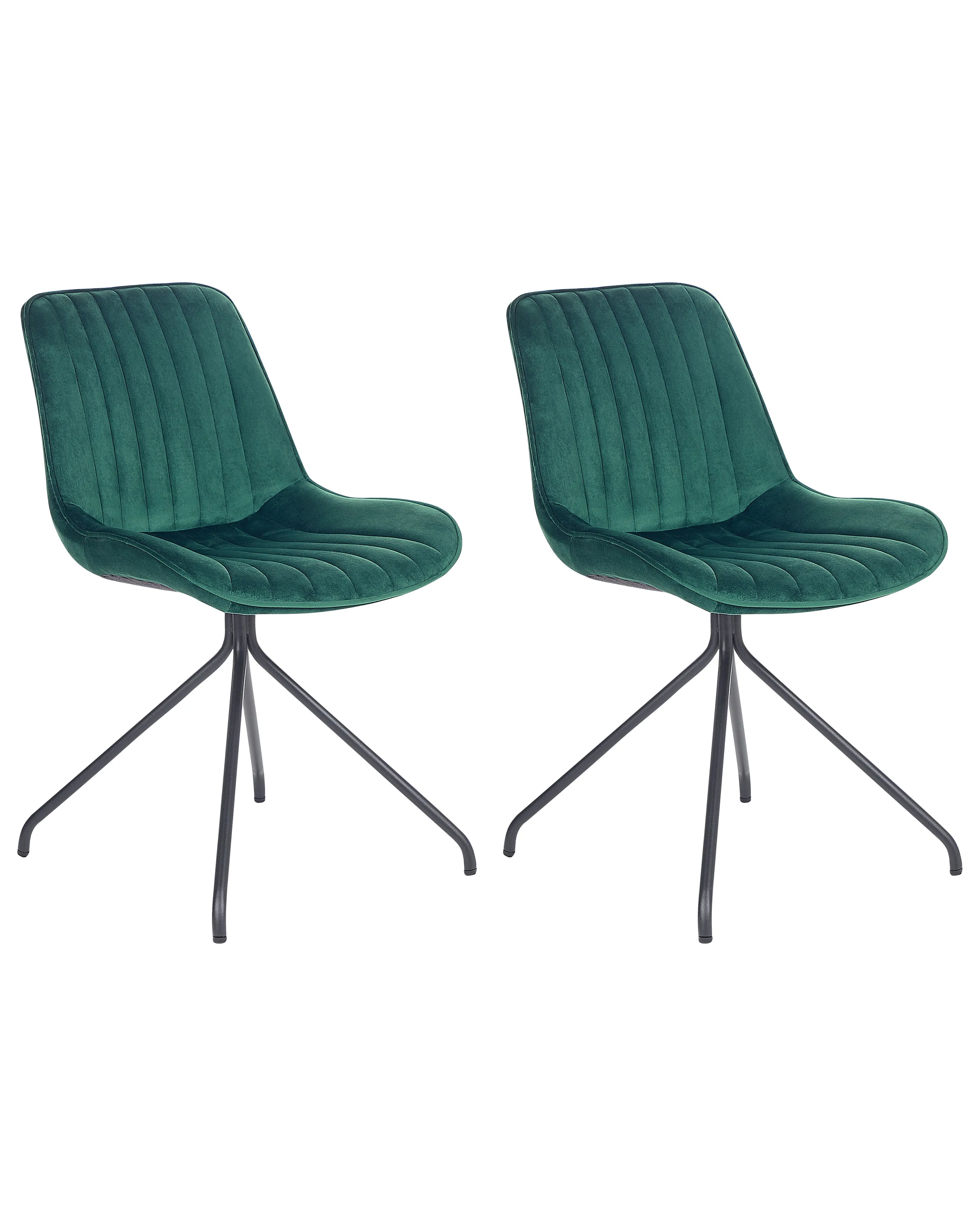Set of 2 Dining Chairs NAVASOTA Velvet Emerald Green