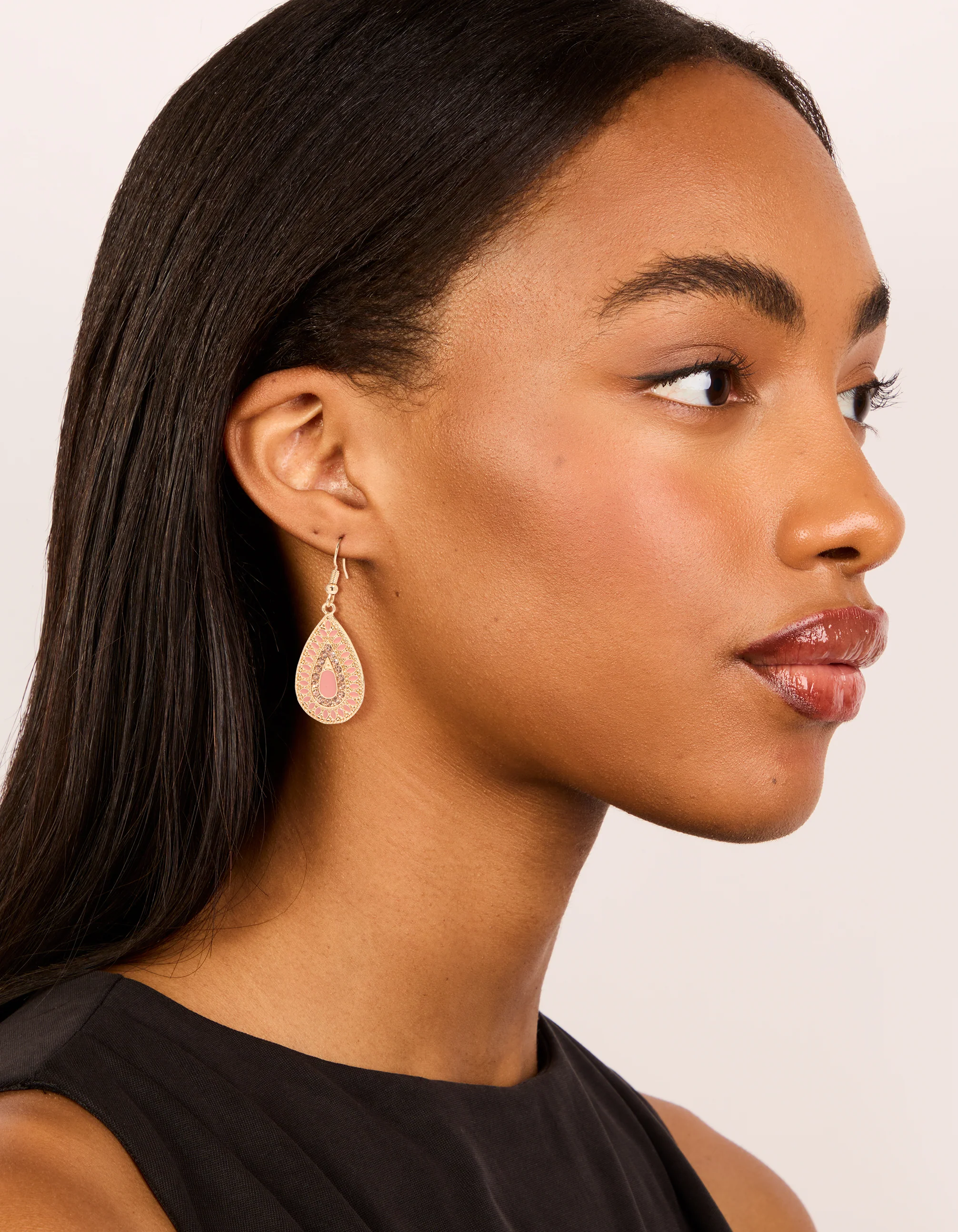 Gold Textured Pear Drop Earrings