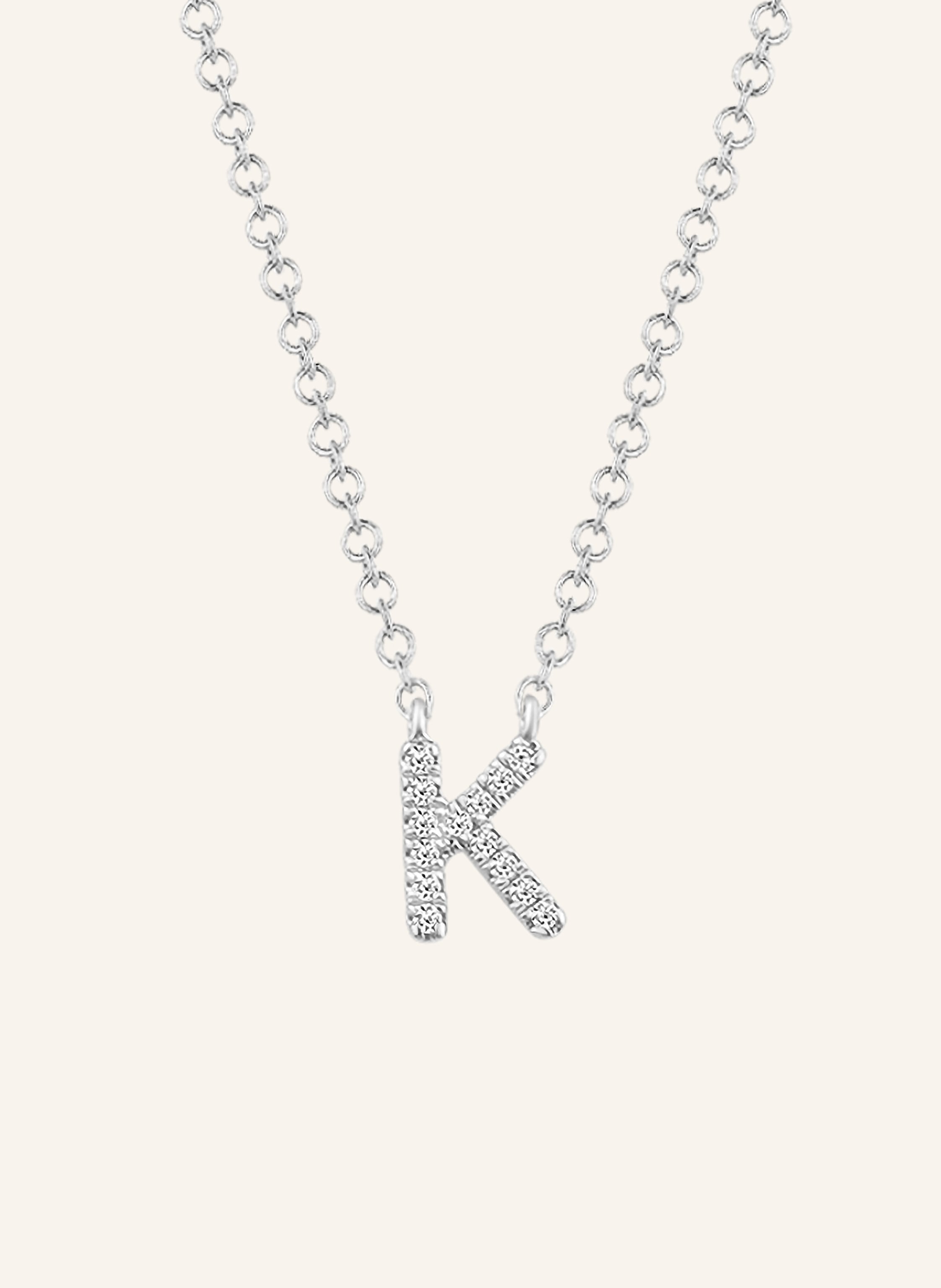Leaf INITIALIEN Halskette „K“ aus 14 Karat Weißgold mit Diamanten