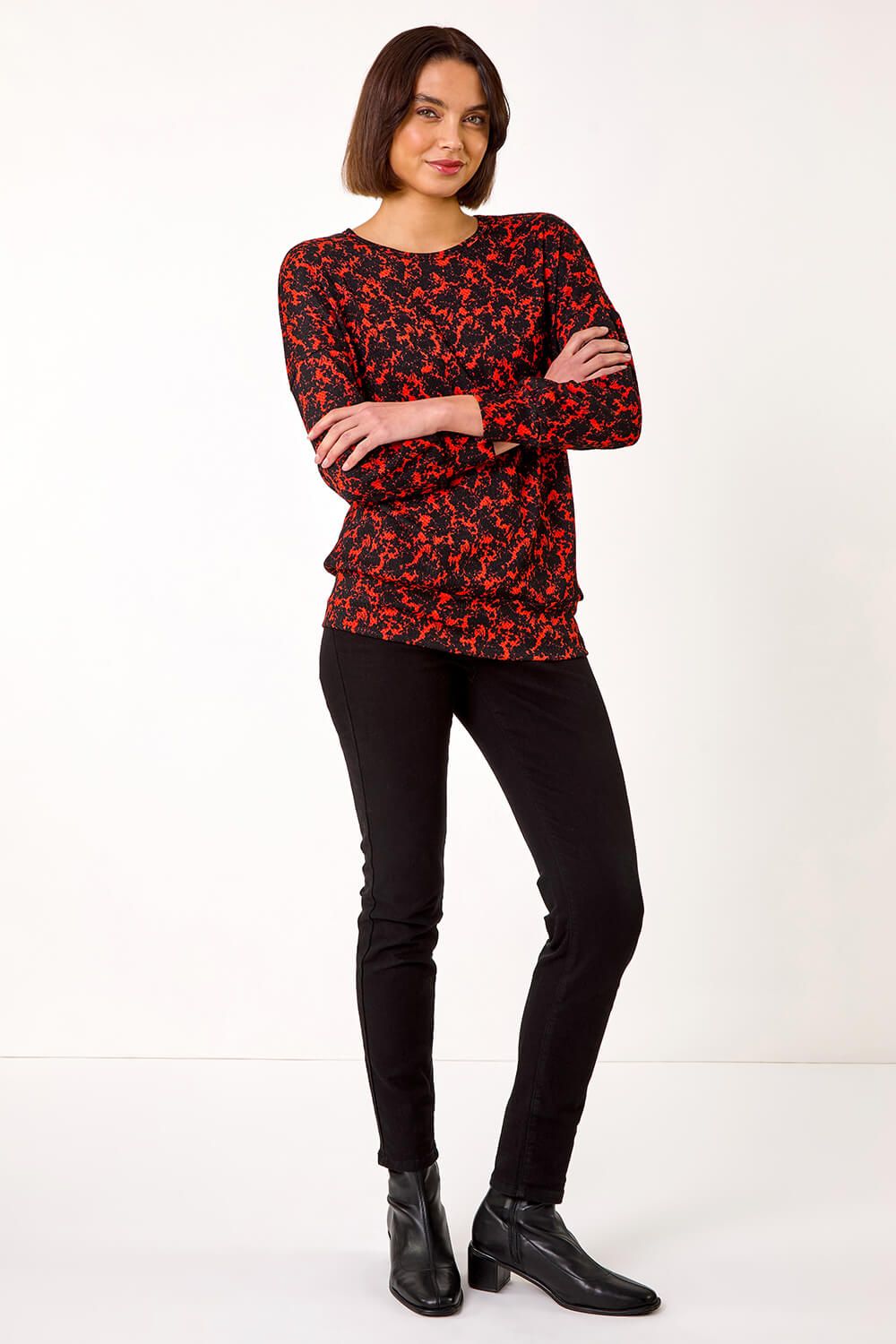 Roman Abstract Print Stretch Tunic Top
