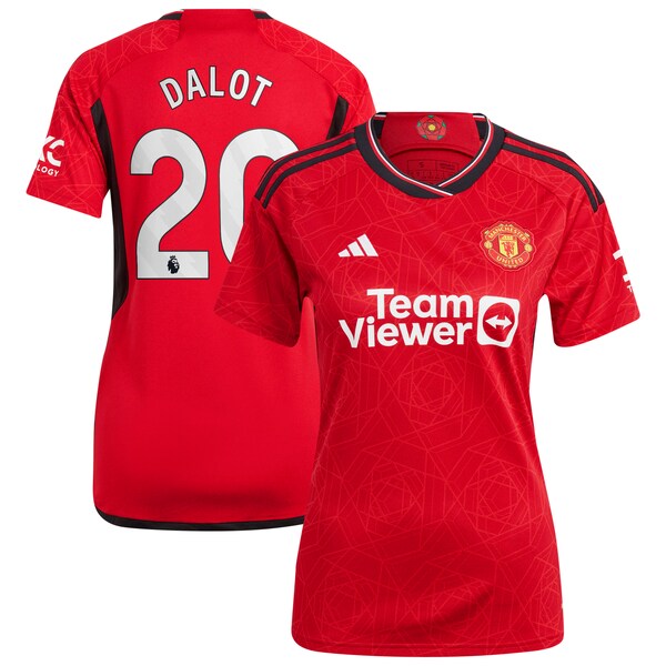 Diogo Dalot Manchester United adidas Women's 2023/24 Home Replica Player Jersey - Red/Green