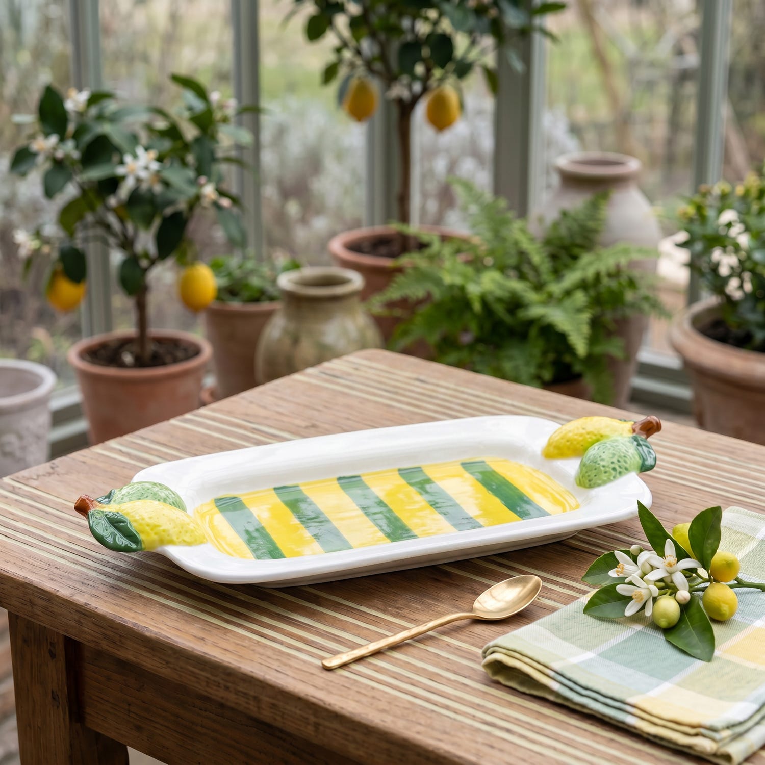 Vassoio decoro limoni 30x15,5 cm Florafruit ceramica