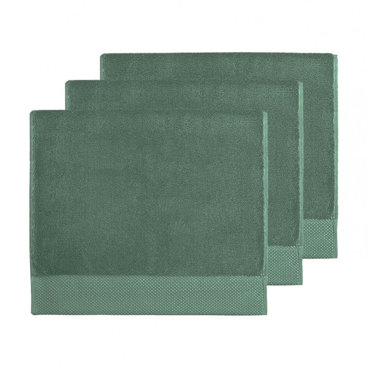 SENSOFT - 3 grandes serviettes d'invité zéro twist 560g eucalyptus 40x60 cm