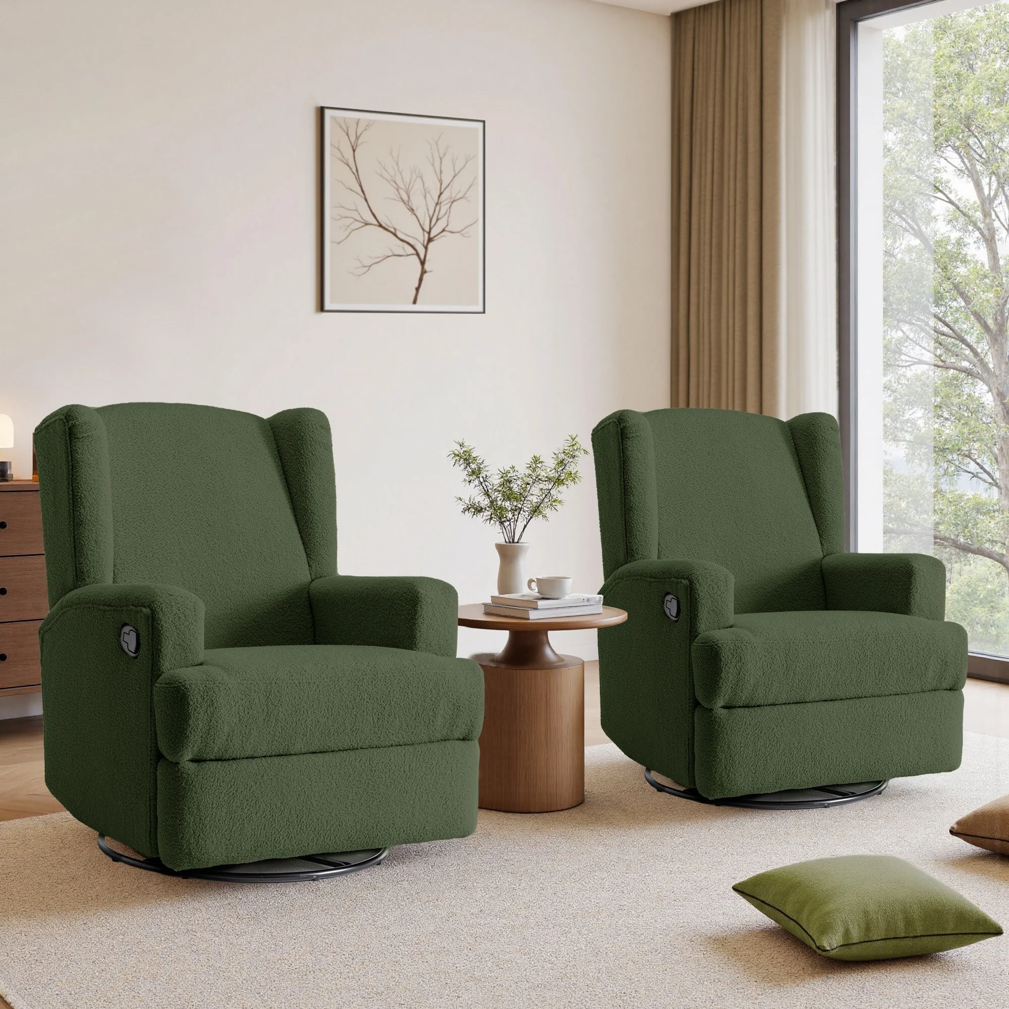 31'' W Manual Glider Swivel Rocker Recliner Nursery Chair Set of 2