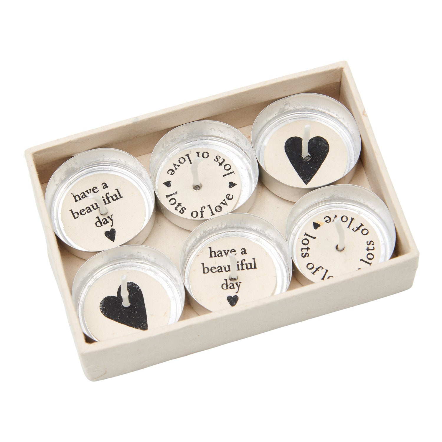 Return to Sender Waxinelichtjes met een wens in lokta doosje set van 6 kaarsjes