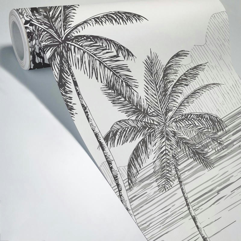 LA PLAGE B&W - Papier Peint Panoramique L432xH270cm Noir Bord de mer