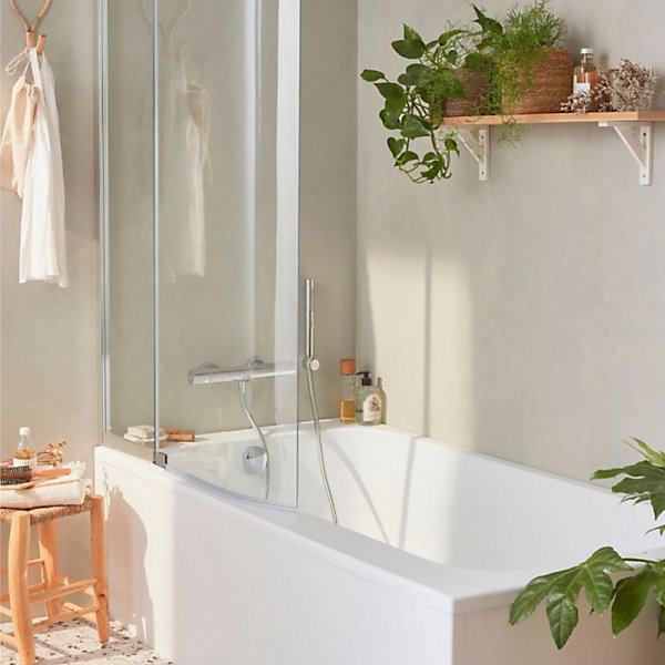 Pack baignoire bain douche 160 x 85 JACOB DELAFON Malice version gauche   tablier en niche   pare bain
