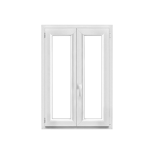 Fenêtre 2 vantaux oscillo-battante, tirant droit double vitrage GoodHome en PVC blanc l.85 x H.118 cm