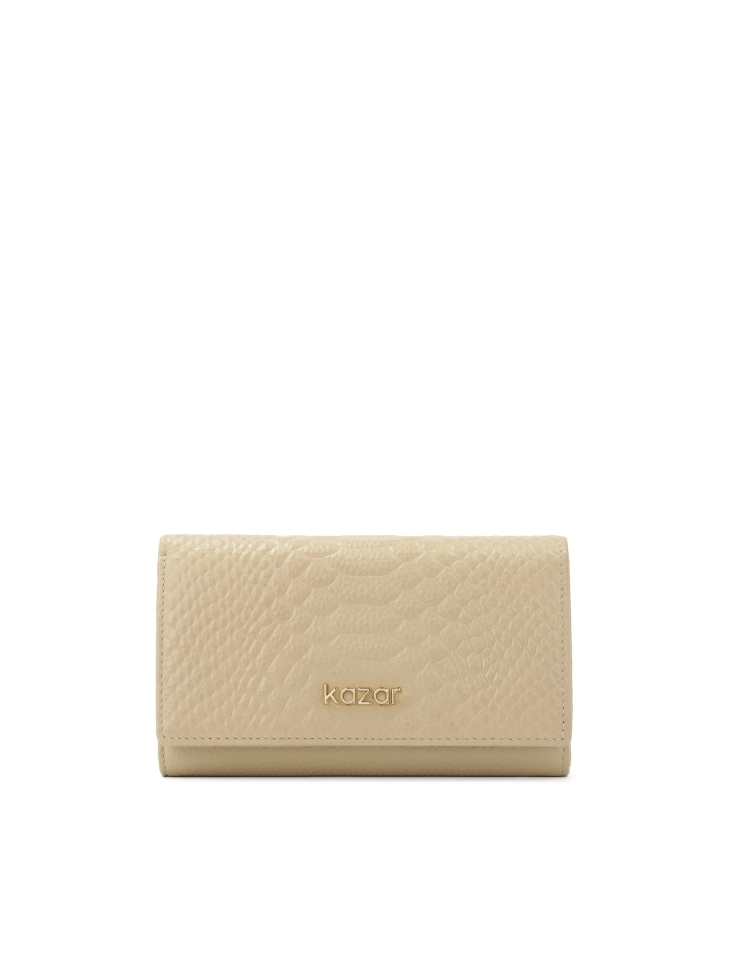 Beige wallet decorated with exotic embossing