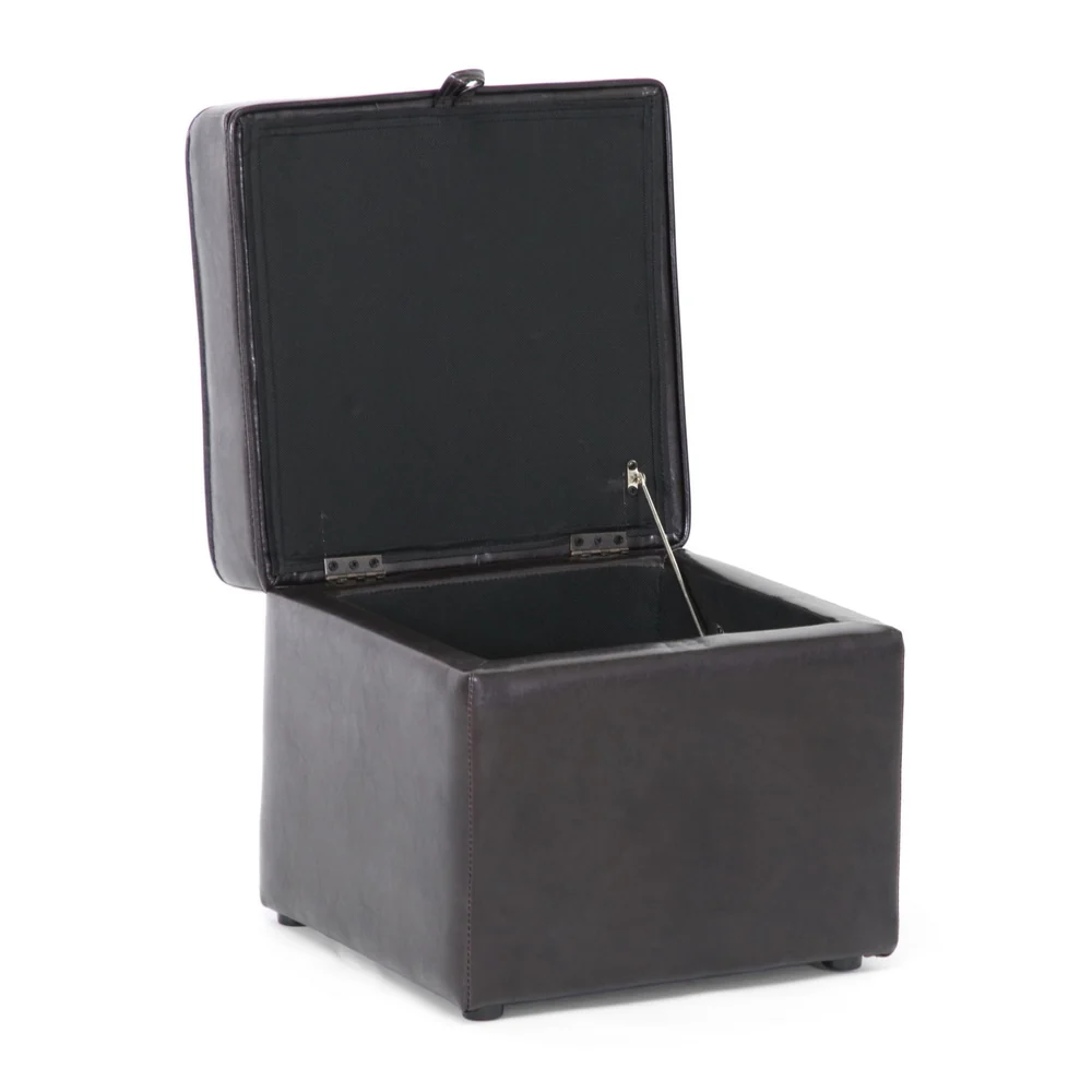 Sydney Dark Brown Faux Leather Ottoman