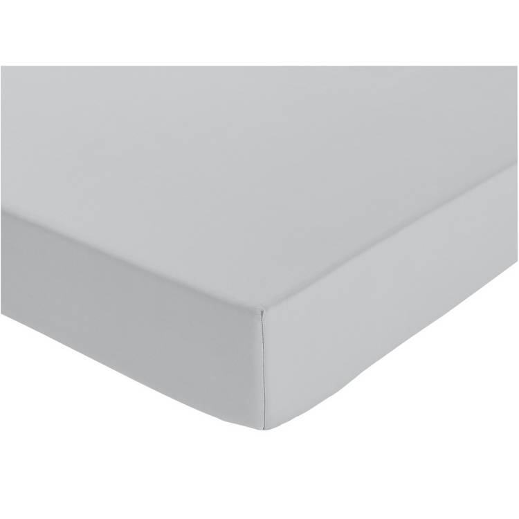 Habitat Cotton 200TC Grey Extra Deep Fitted Sheet - Single