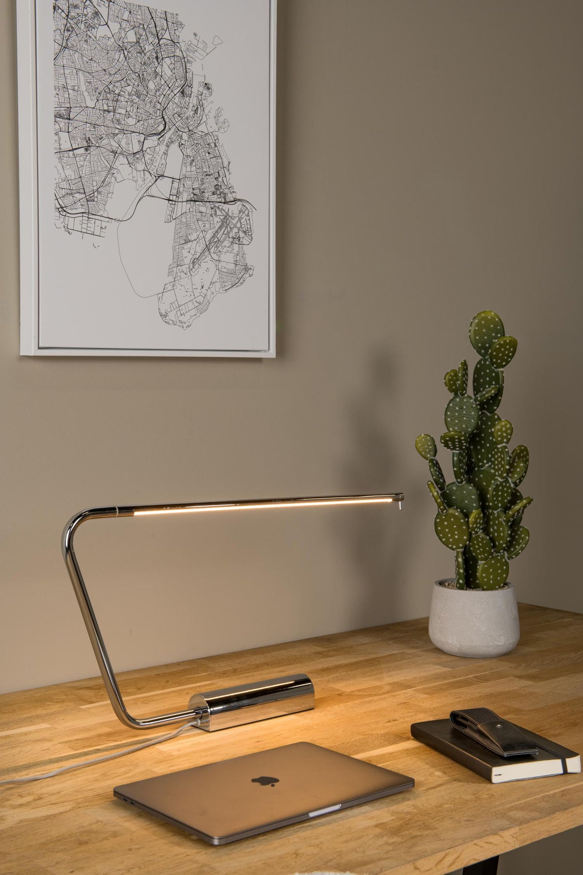 Lucide bureaulamp MADISON - Geïntegreerde LED - Chroom