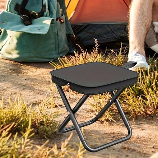 NNETM Black Portable Folding Camping Chair and Stool